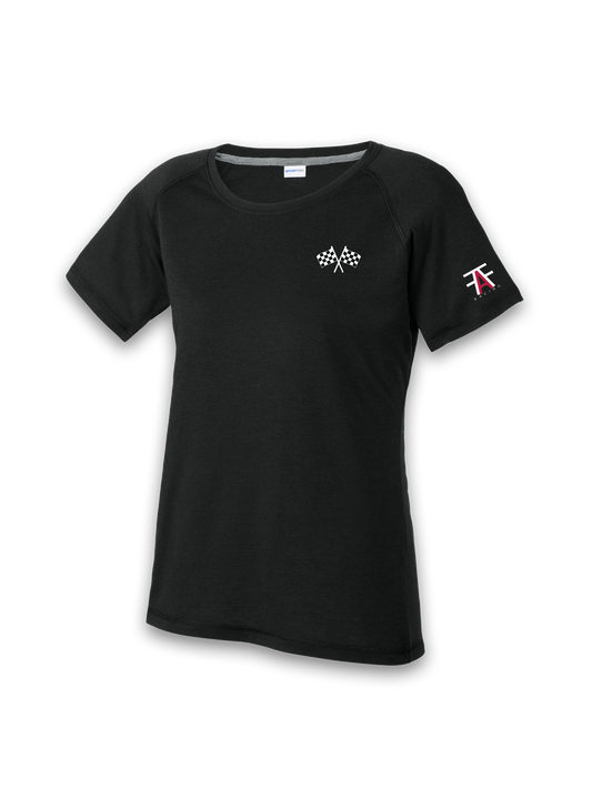 WOMEN'S SPORT-TEK POSICHARGE TRI-BLEND WICKING RAGLAN TEE