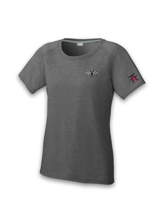 WOMEN'S SPORT-TEK POSICHARGE TRI-BLEND WICKING RAGLAN TEE